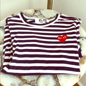 Comme Des Garçons PLAY navy striped long sleeve